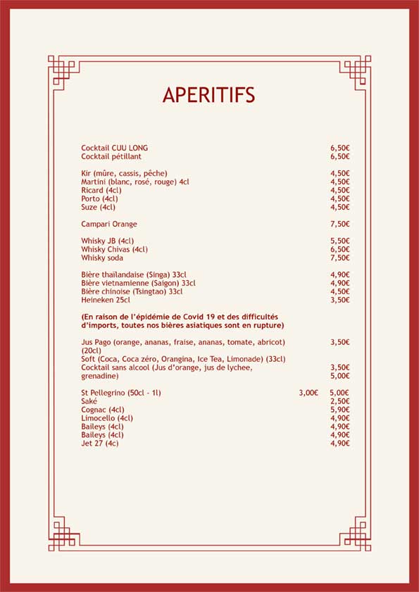 MENU CARTE