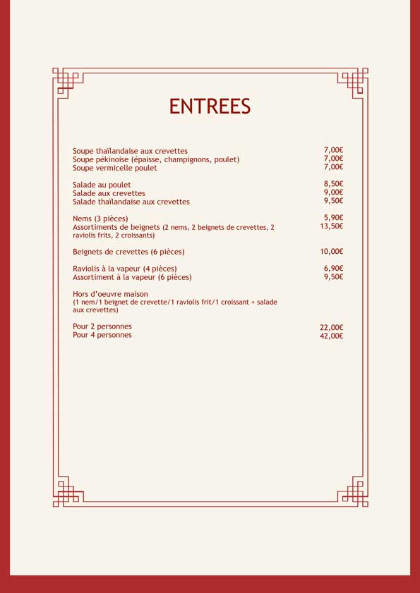 MENU CARTE