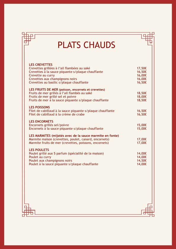 MENU CARTE