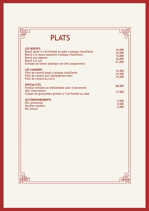 MENU CARTE