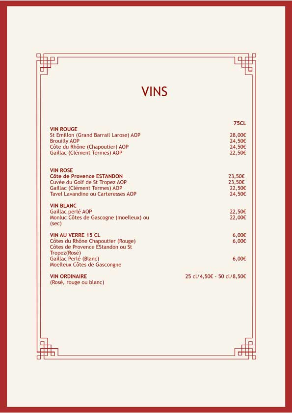 MENU CARTE